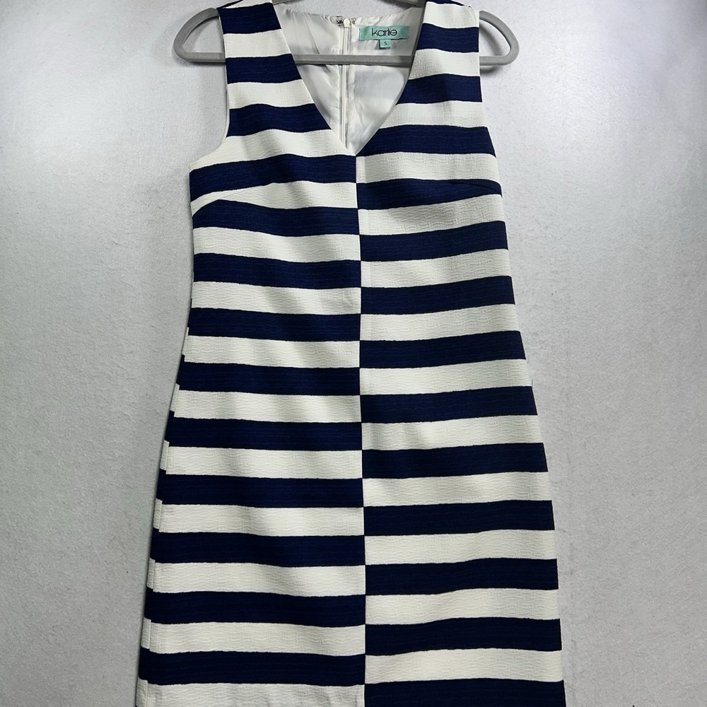 Kellie Blue And White Stripped Nautical Dress Sleeveless A Line Size S
